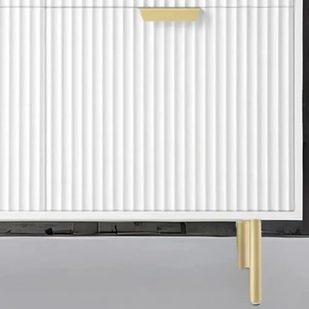 2 Door 2 Drawer Side Cabinet - White, Gold Metal