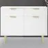 2 Door 2 Drawer Side Cabinet - White, Gold Metal