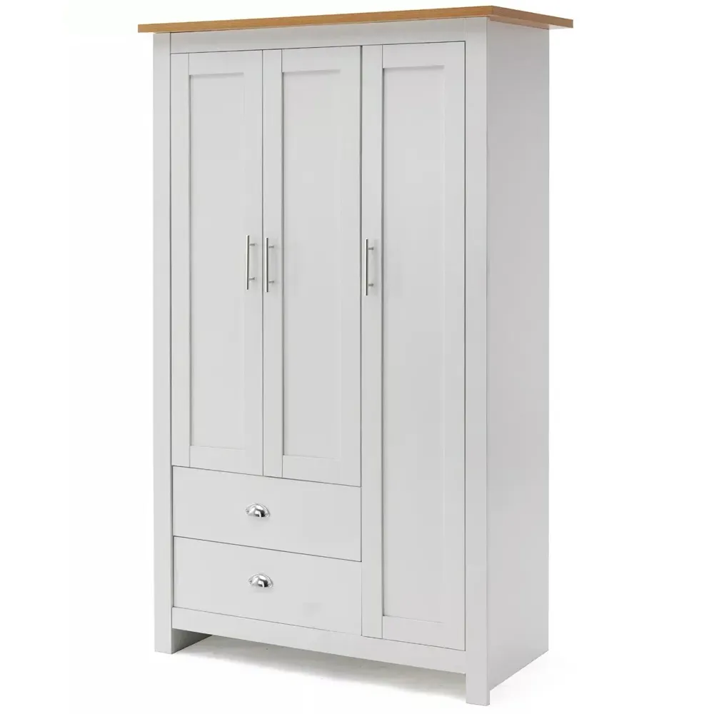 2 Drawer 3 Door Wide Wardrobe with Hanging Rail - Multi