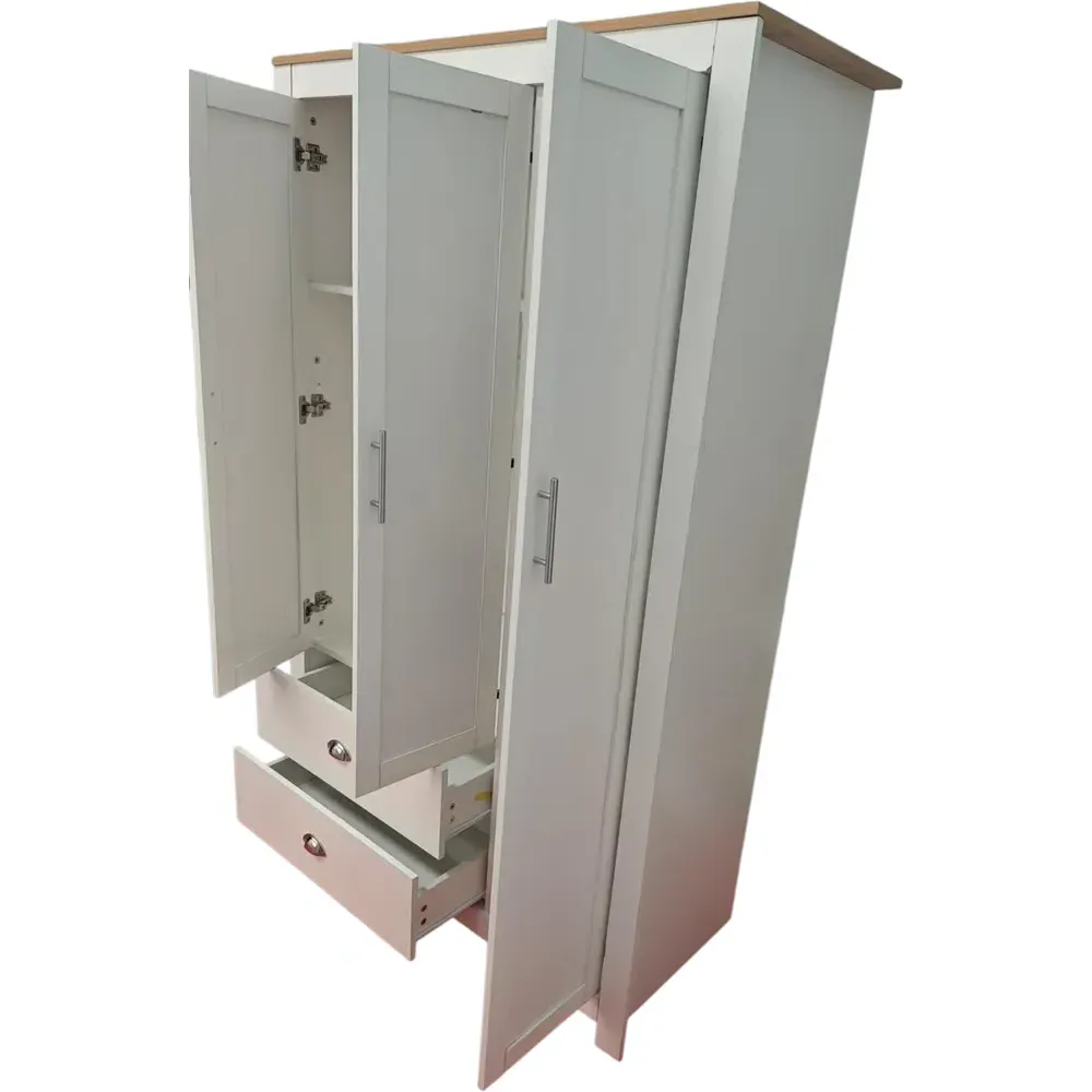 2 Drawer 3 Door Wide Wardrobe with Hanging Rail - Multi