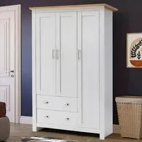 2 Drawer 3 Door Wide Wardrobe with Hanging Rail - Multi