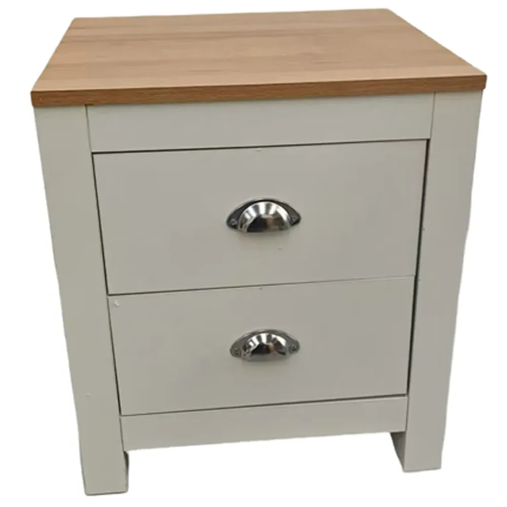 2 Drawer Bedside Table - White, Wood