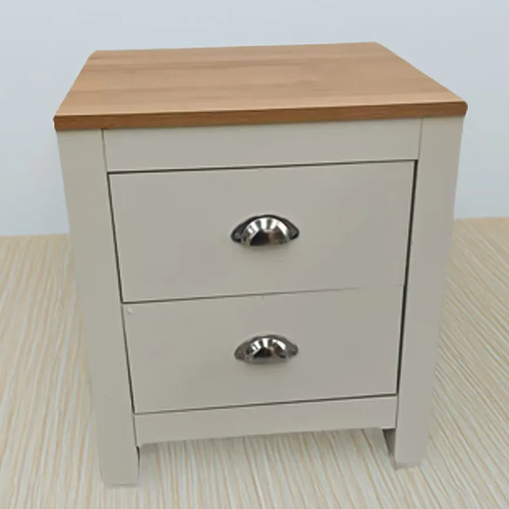 2 Drawer Bedside Table - White, Wood image