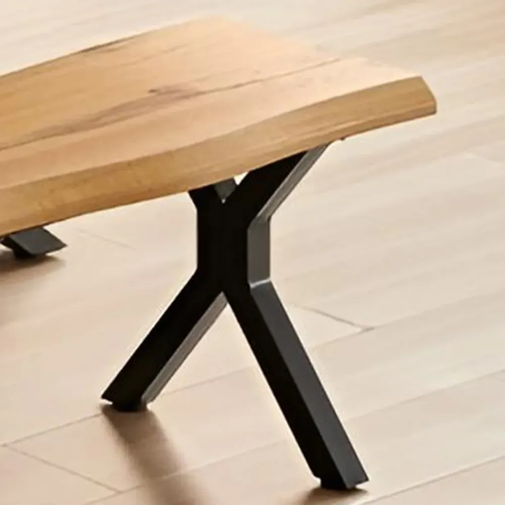 2 Seater Wooden Bench with X-Shaped Legs - Multi