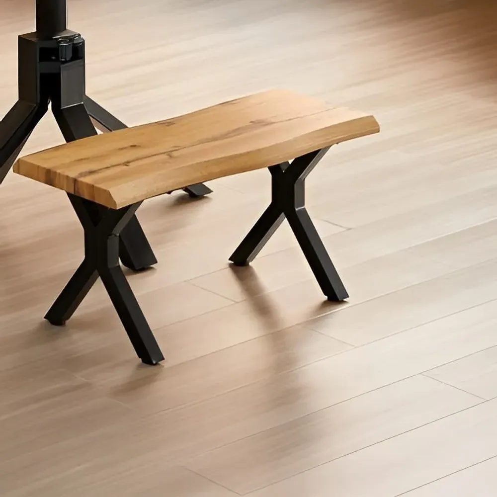 2 Seater Wooden Bench with X-Shaped Legs - Multi