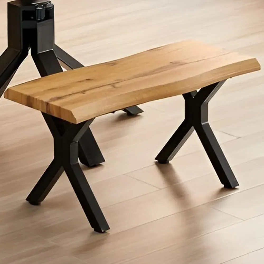 2 Seater Wooden Bench with X-Shaped Legs - Multi