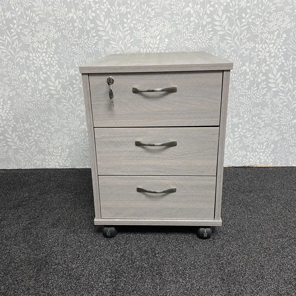 3 Drawer Under Desk Drawer Unit - Grey