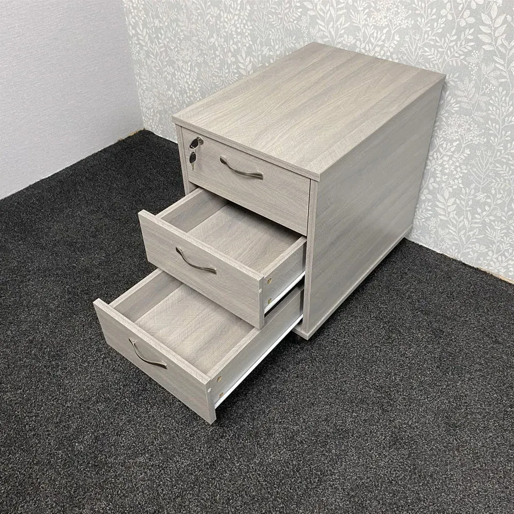 3 Drawer Under Desk Drawer Unit - Grey