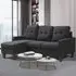 3-Seater L-Shaped Corner Sofa with Ottoman - Black, Fabric