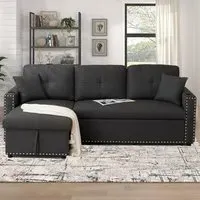3-Seater Reversible Sectional Sofa Bed with Storage - Dark Grey