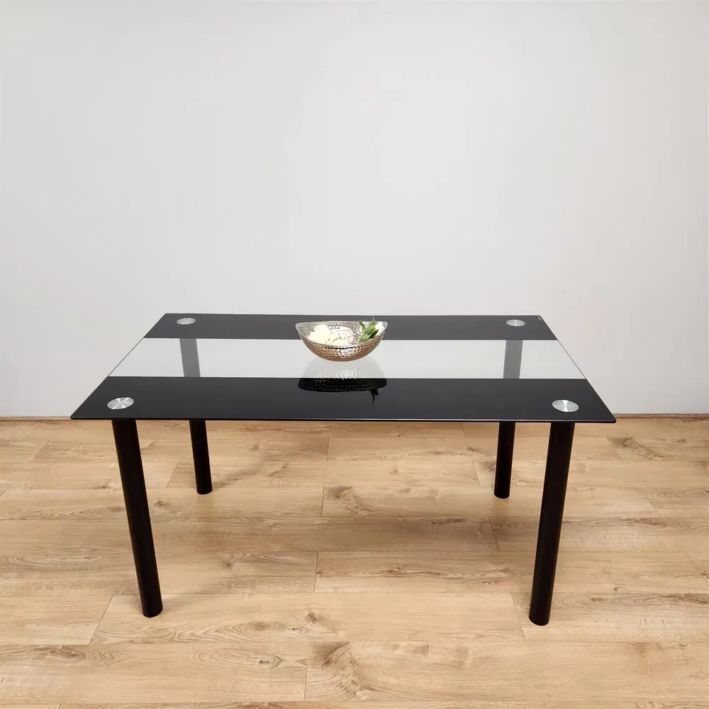 4-Seater Dining Table - Black, Glass