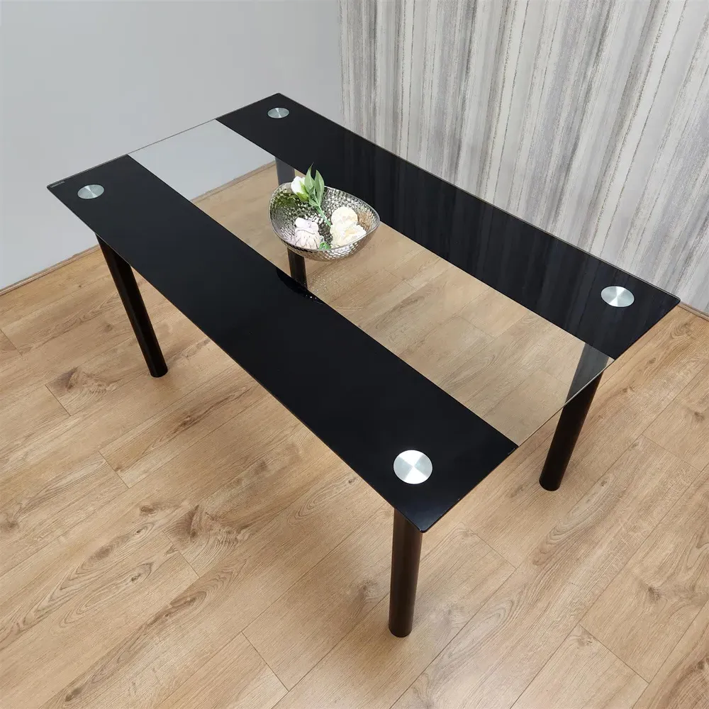 4-Seater Dining Table - Black, Glass