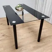 4-Seater Dining Table - Black, Glass