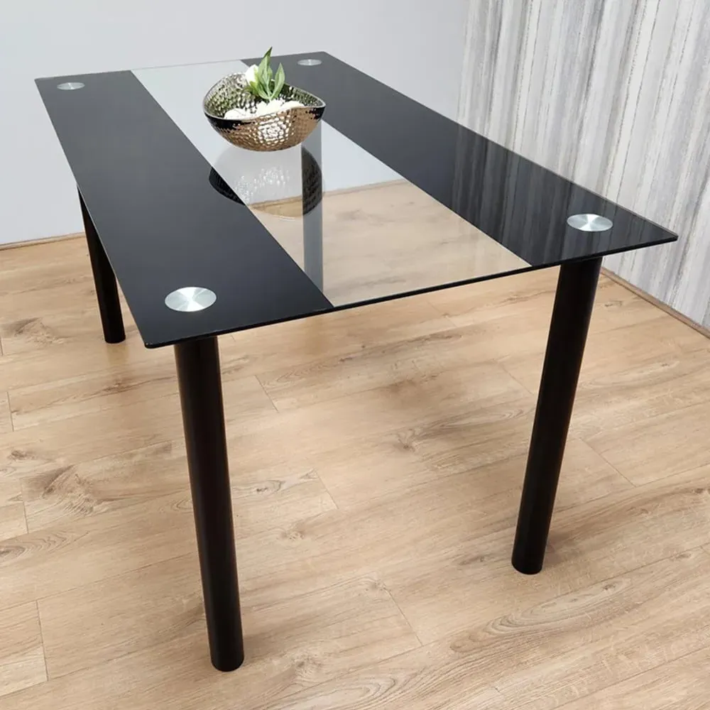 4-Seater Dining Table - Black, Glass