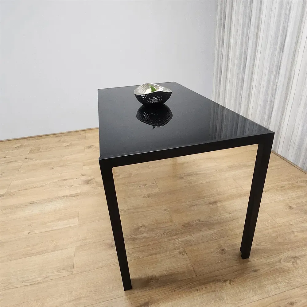 4-Seater Dining Table - Black, Tempered Glass