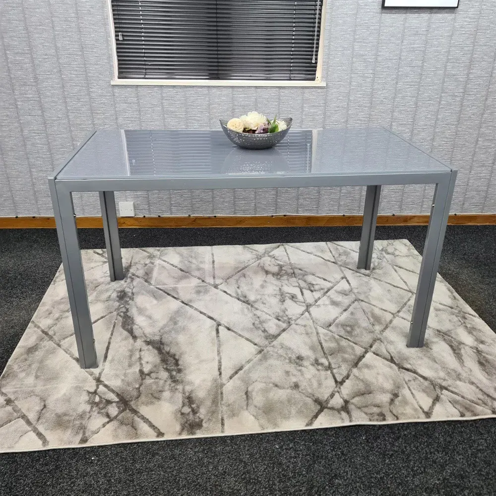 4-Seater Dining Table - Grey, Glass