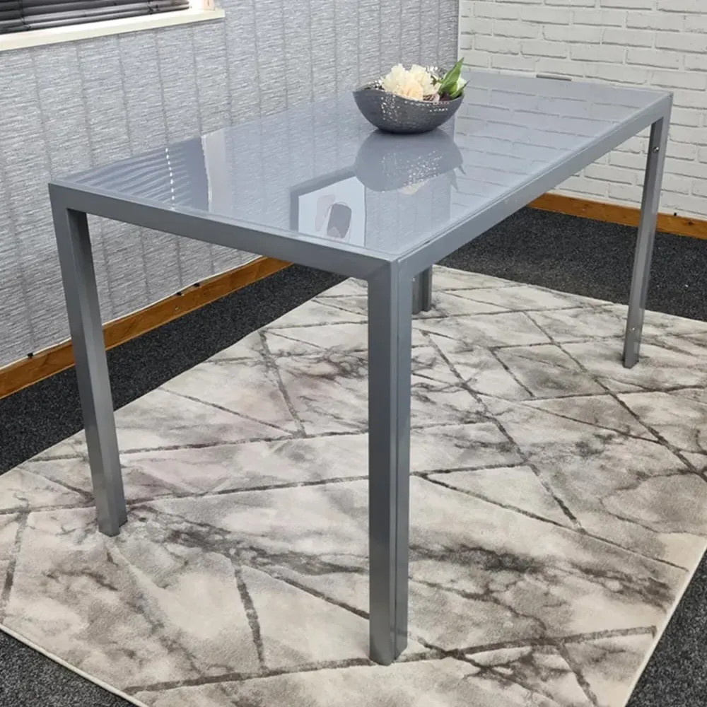 4-Seater Dining Table - Grey, Glass
