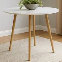 4 Seater Round Dining Table - White, MDF