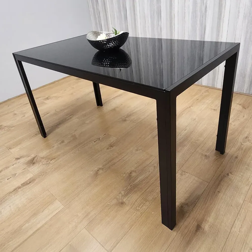 6-Seater Dining Table - Black, Tempered Glass image