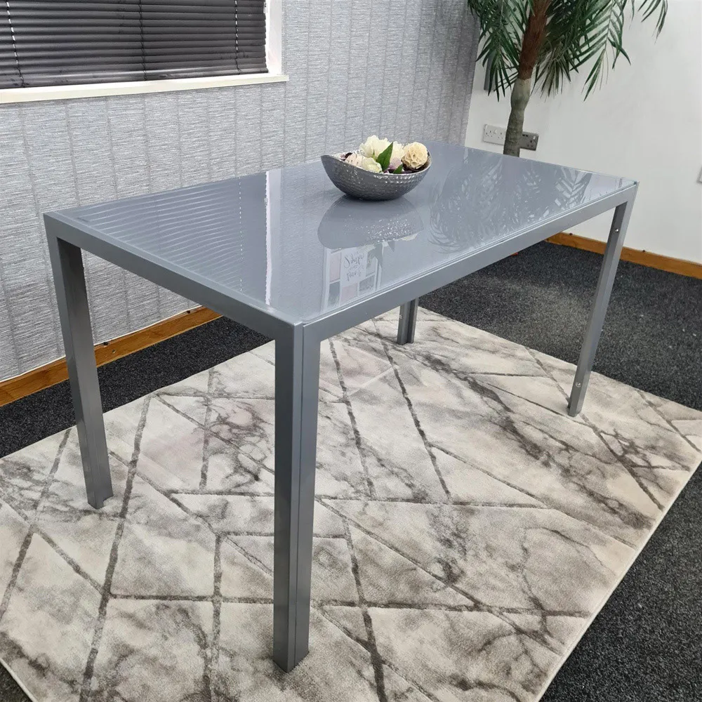 6-Seater Dining Table - Grey, Glass