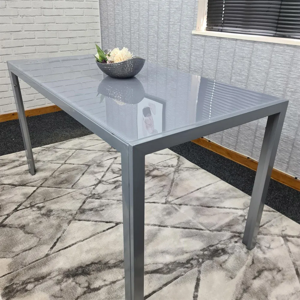 6-Seater Dining Table - Grey, Glass