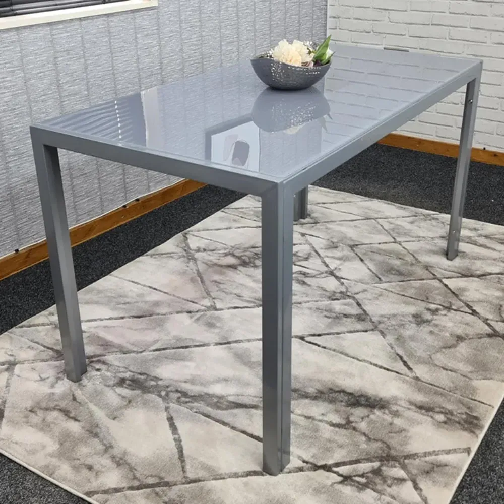6-Seater Dining Table - Grey, Glass