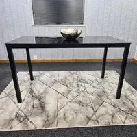 6-Seater Dining Table with Marble Effect - Black, Glass