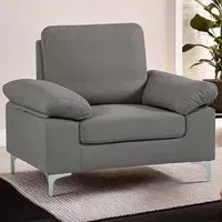 Fabric Armchair with Chrome Feet - Grey