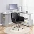 L-Shaped Office Desk with Chair Set - Grey Wood, Black Velvet