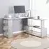 L-Shaped Office Desk with Storage - Grey, Wood