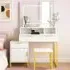Luna 2 Drawer LED Mirror Dressing Table with Stool - White