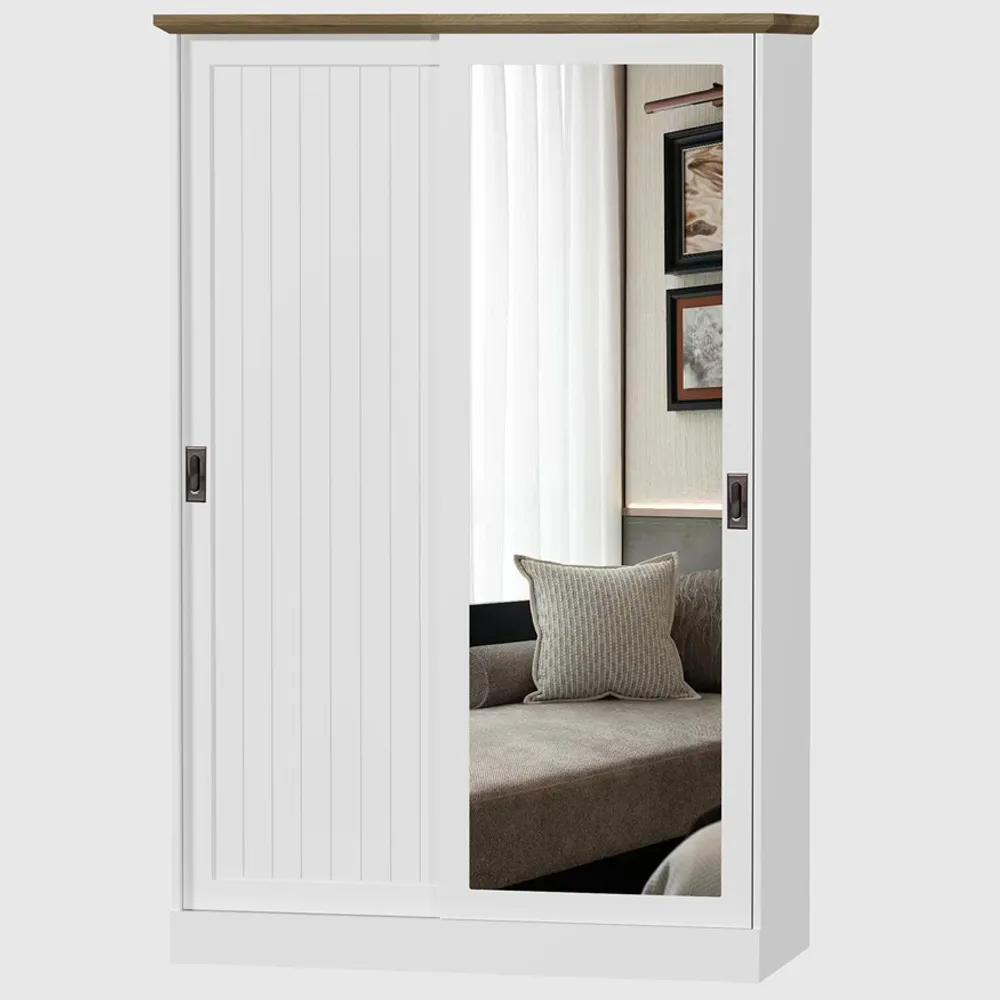 Matteo 2 Door Mirrored Sliding Wardrobe - White