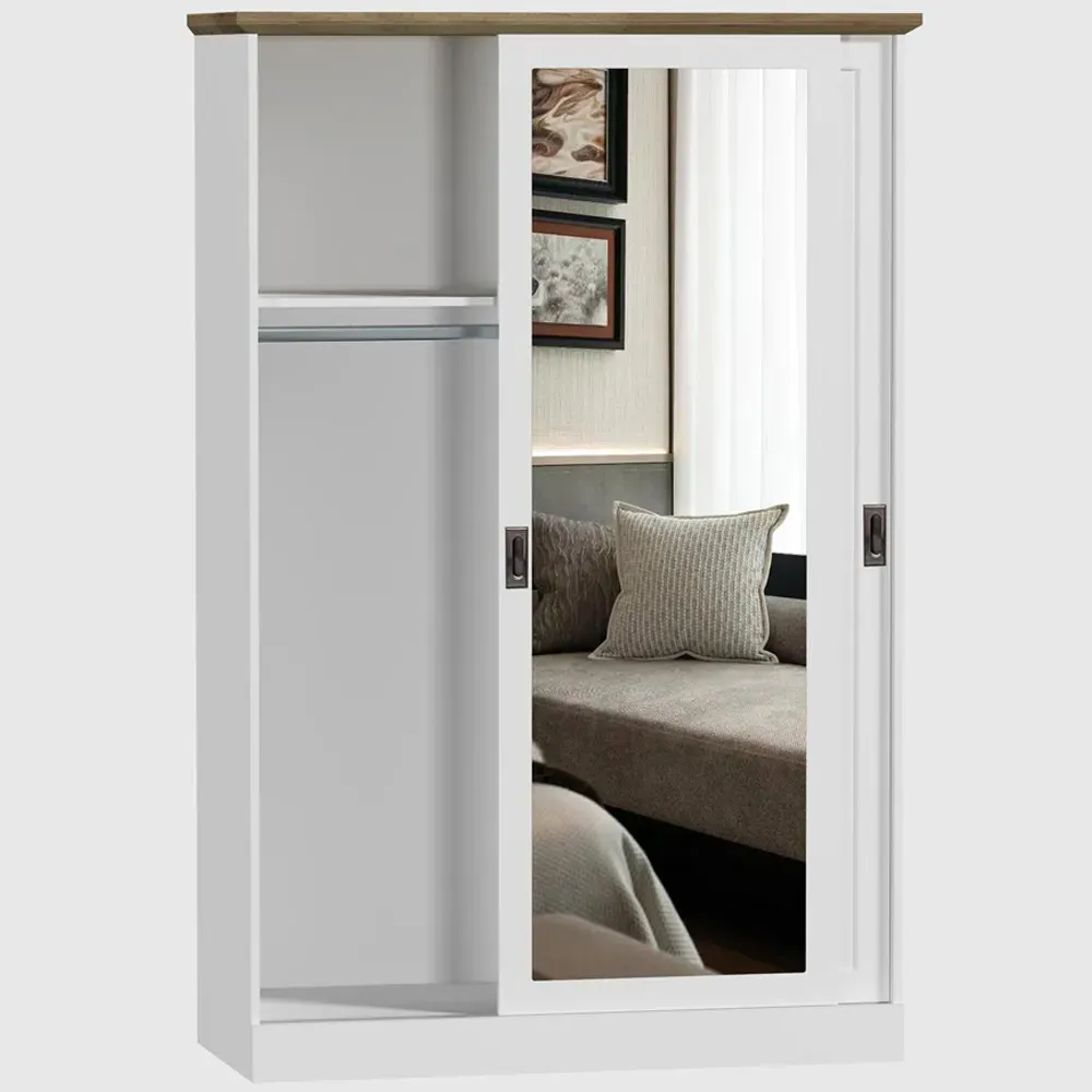 Matteo 2 Door Mirrored Sliding Wardrobe - White