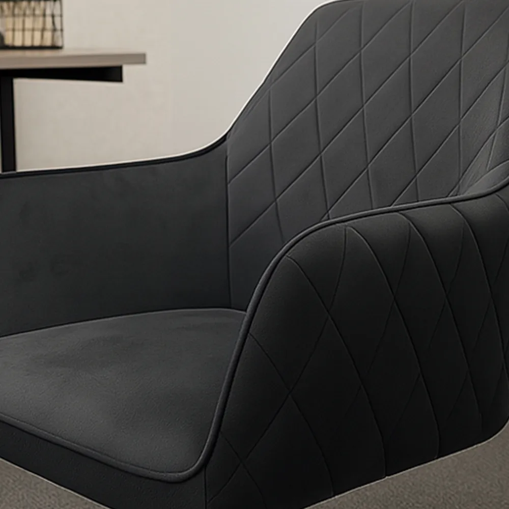 Office Desk with Chair Set - Grey Wood, Black Velvet