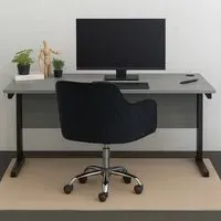 Office Desk with Chair Set - Grey Wood, Black Velvet