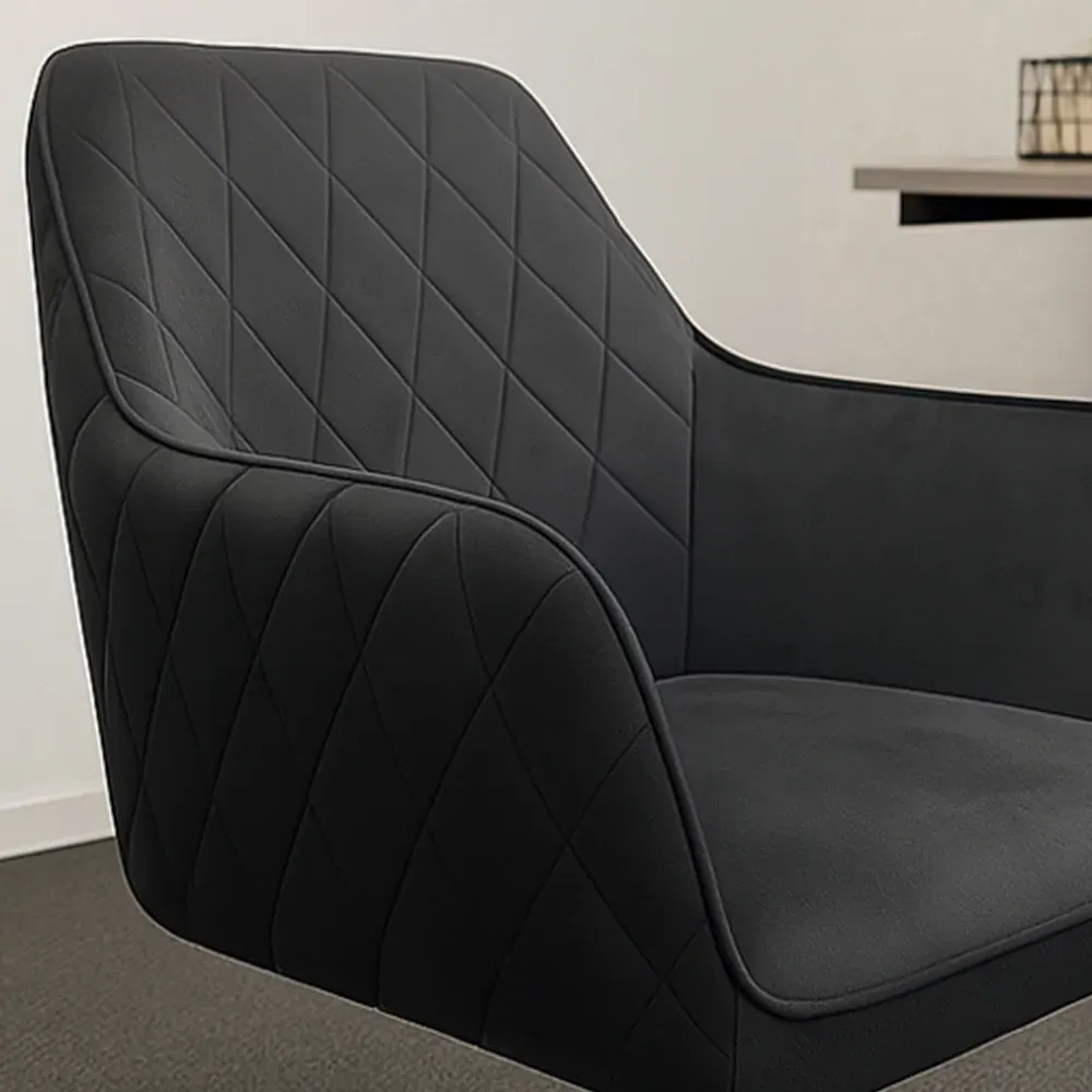 Office Desk with Chair Set - Grey Wood, Black Velvet