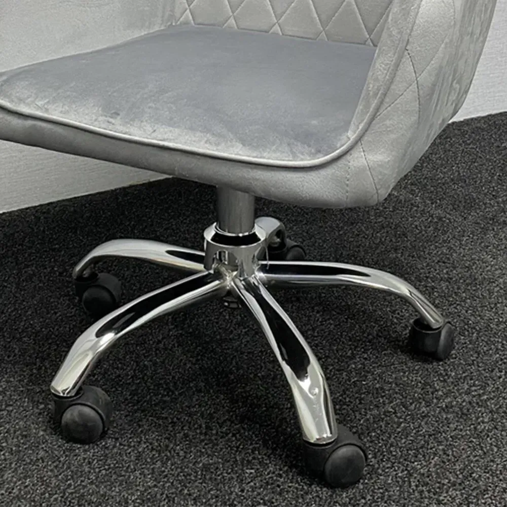Office Desk with Chair Set - Grey Wood, Grey Velvet