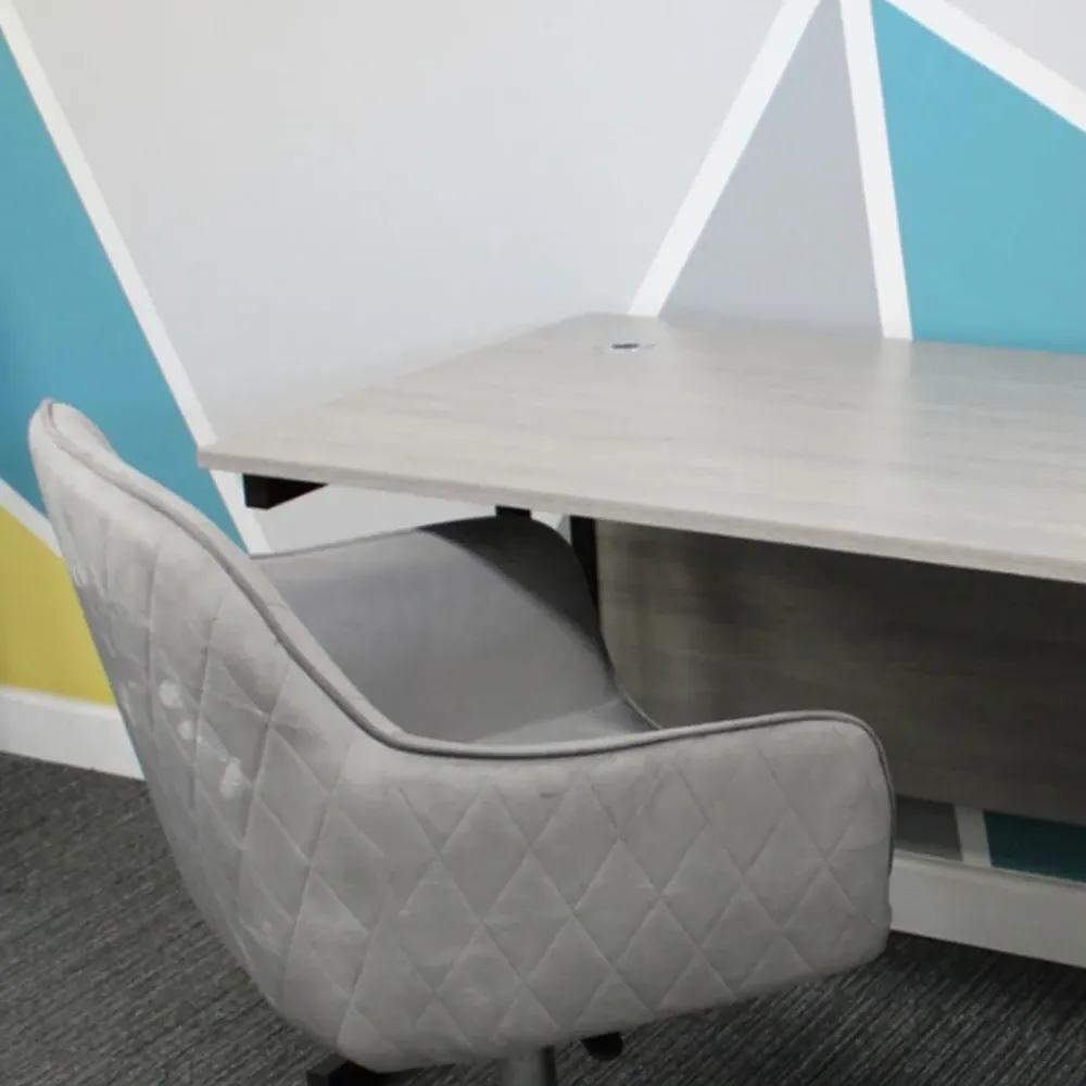 Office Desk with Drawer Unit and Chair - Grey, Wood