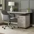 Office Desk with Drawer Unit and Chair - Grey, Wood