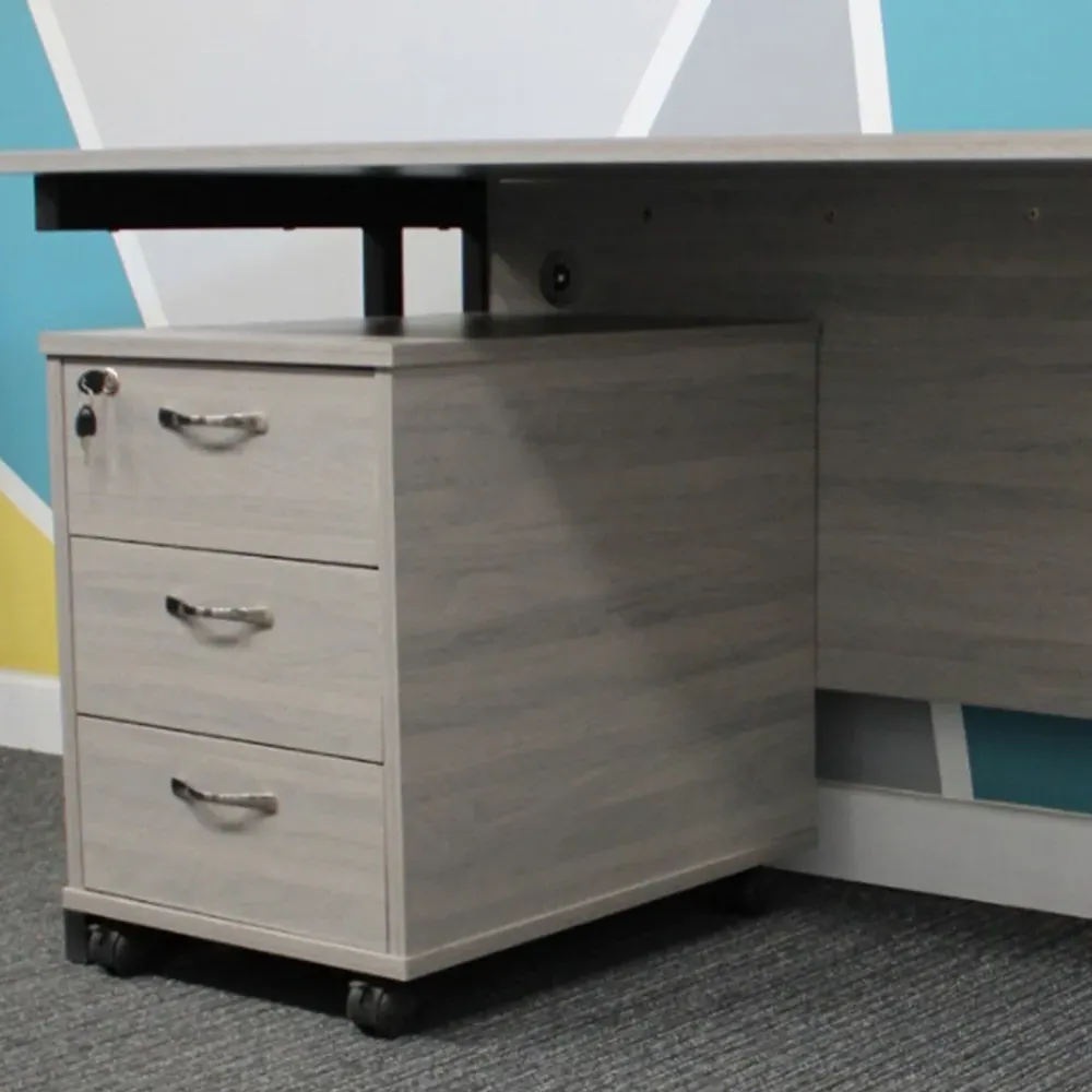 Office Desk with Drawer Unit - Grey, Wood