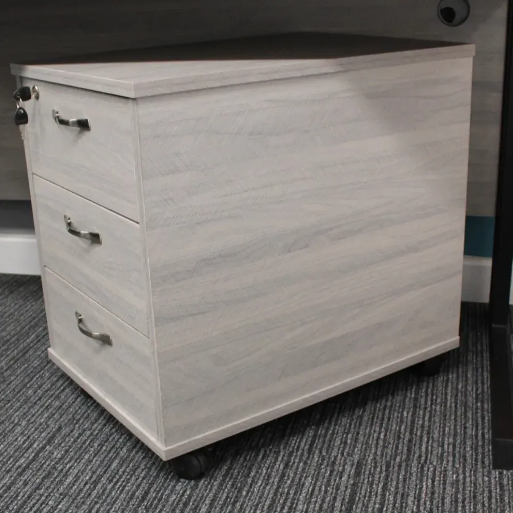 Office Desk with Drawer Unit - Grey, Wood