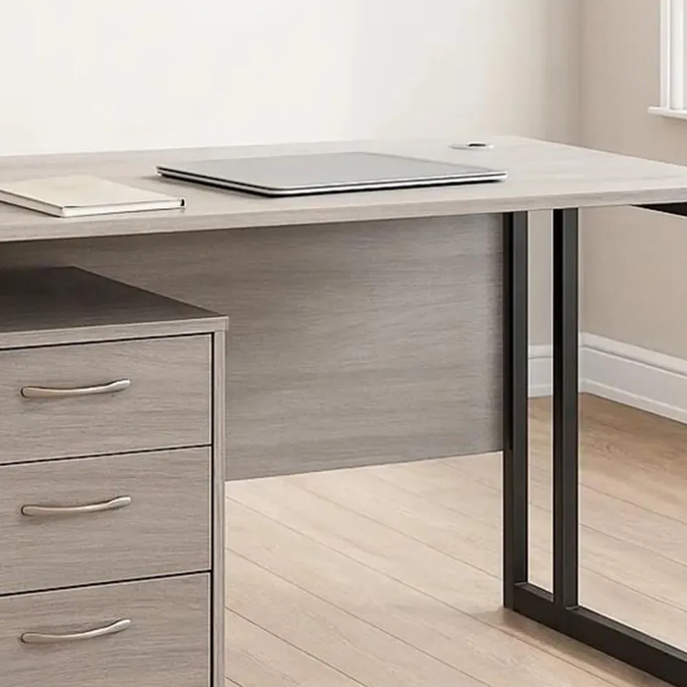 Office Desk with Drawer Unit - Grey, Wood