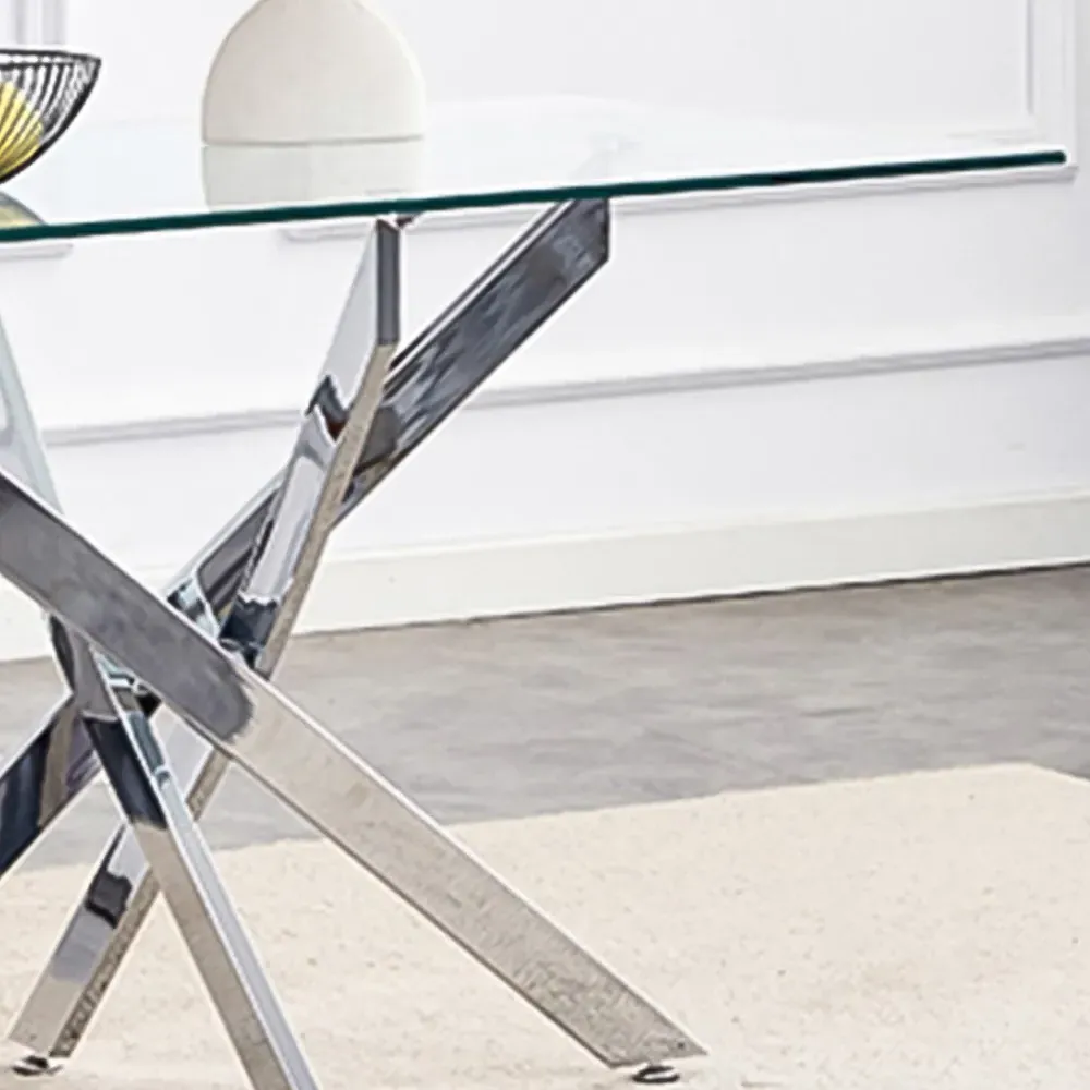 Rectangle Dining Table - Clear Glass, Chrome