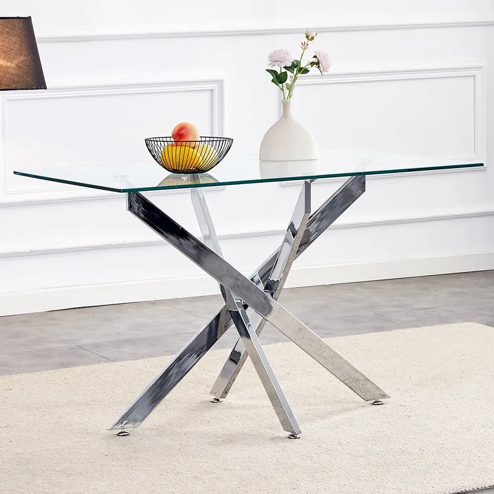 Rectangle Dining Table - Clear Glass, Chrome image