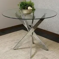 Round Dining Table - Clear Glass, Chrome