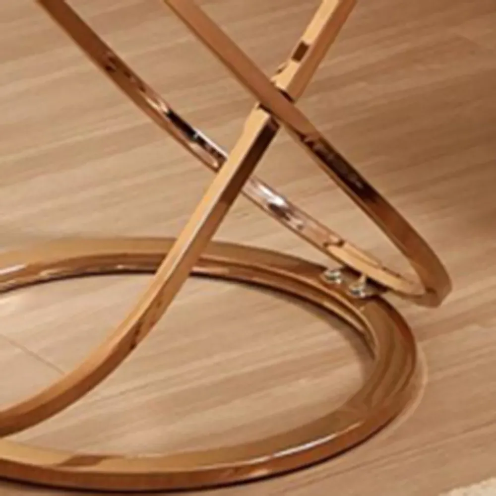 Round End Table - Gold, Glass