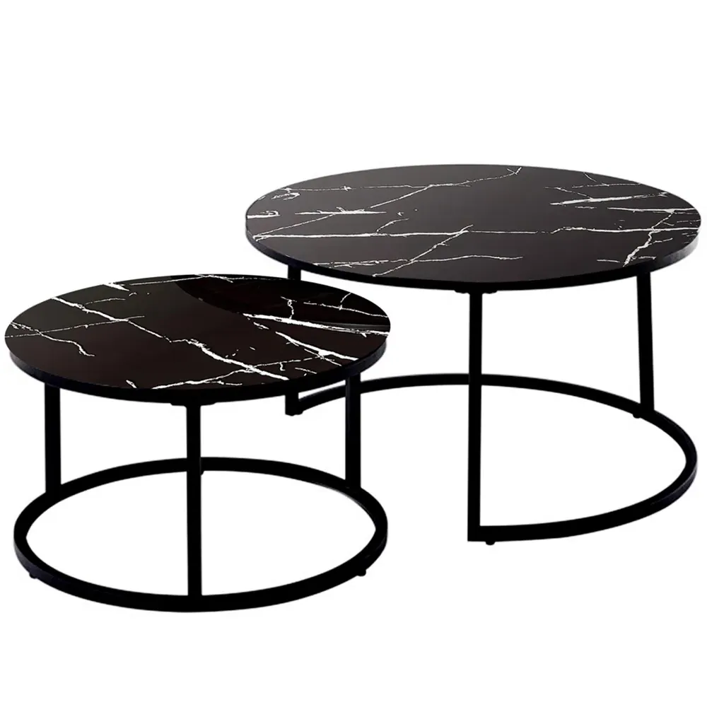 Round Nest of Tables Set of 2 - Multi, Glass