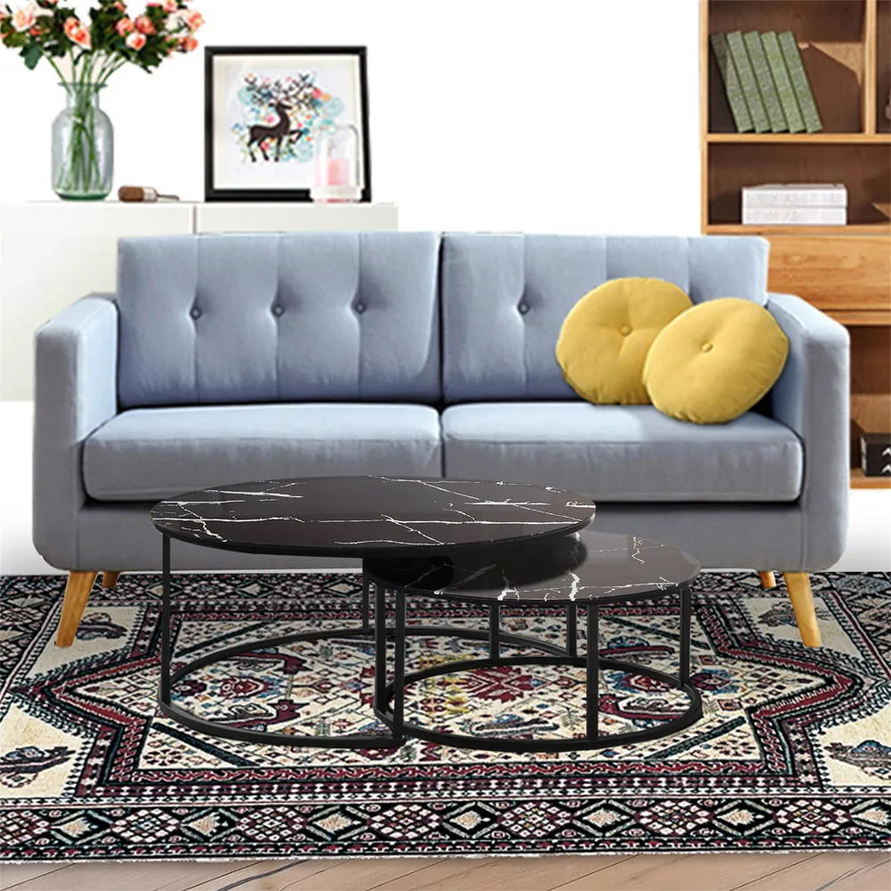 Round Nest of Tables Set of 2 - Multi, Glass