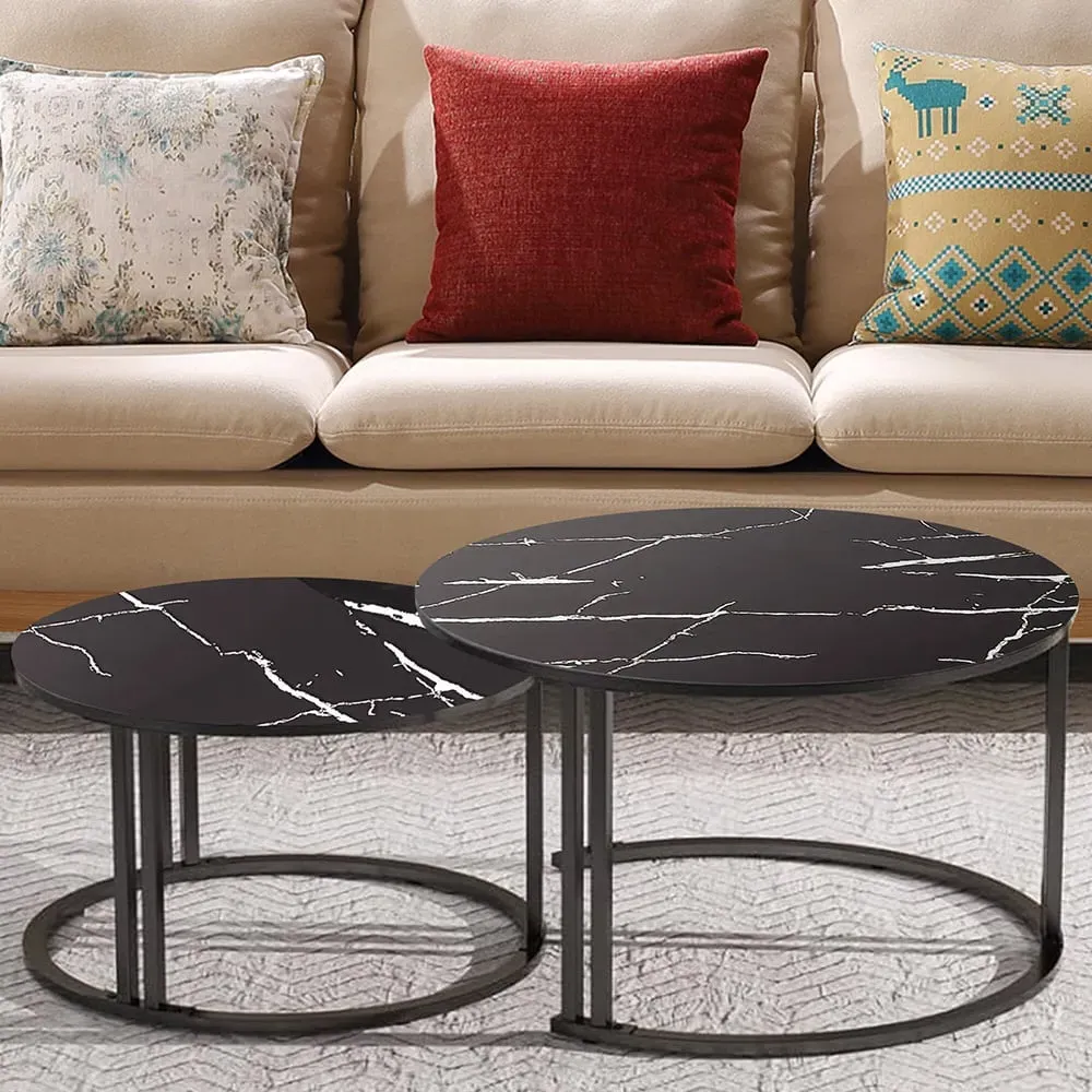Round Nest of Tables Set of 2 - Multi, Glass image