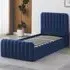 Single Ottoman Storage Bed - Blue, Velvet